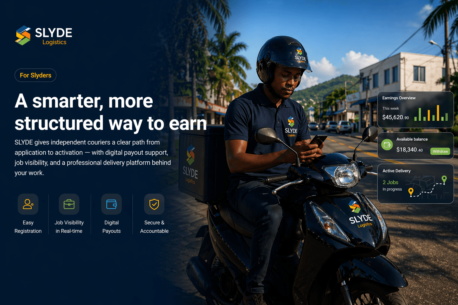 Independent SLYDE Slyder courier opportunity with app-based delivery work